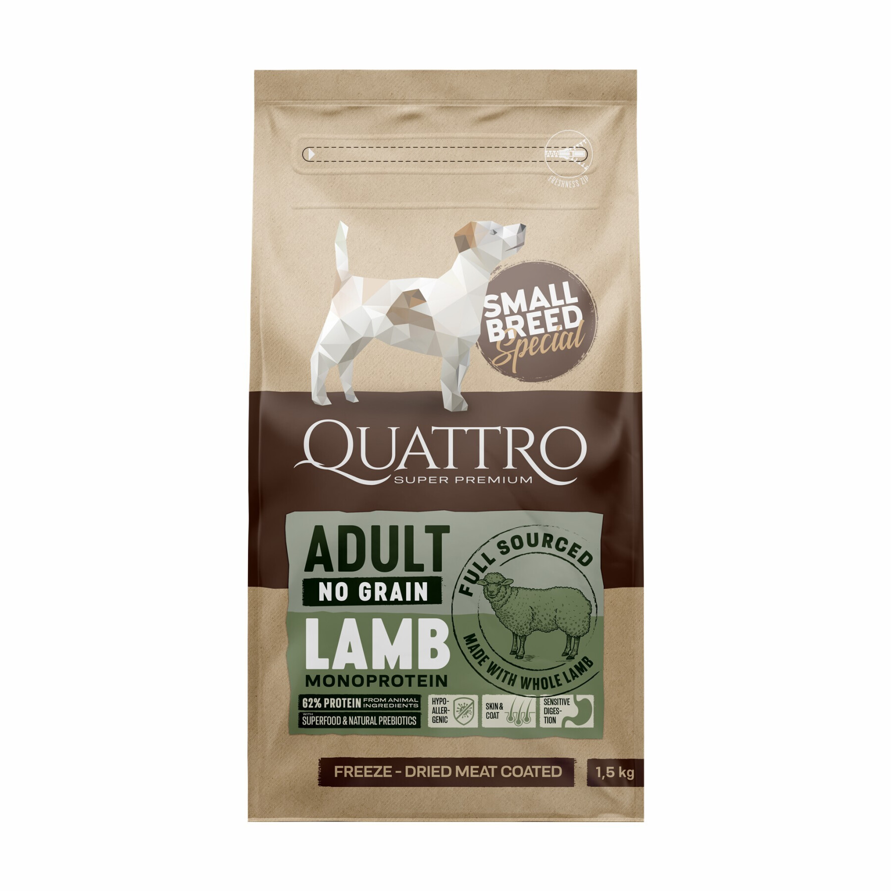 Trockenfutter für Hunde kleiner Rassen Lamm BUBU Pets Quatro Super Premium