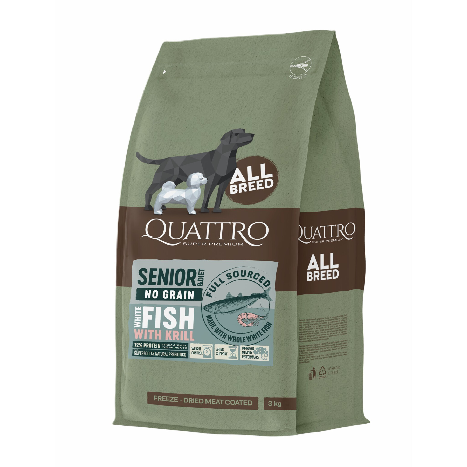 Hundekroketten für alle Rassen ohne Getreide Weißfisch und Krill BUBU Pets Quatro Super Premium