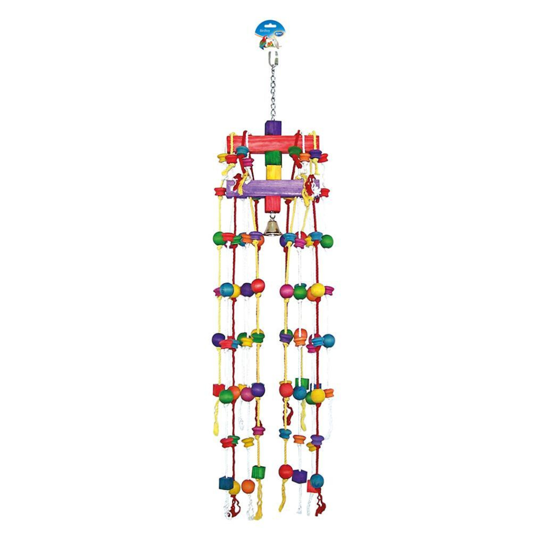 Vogelspielzeug Karussell aus Seil und Würfeln mit Glocke Duvoplus