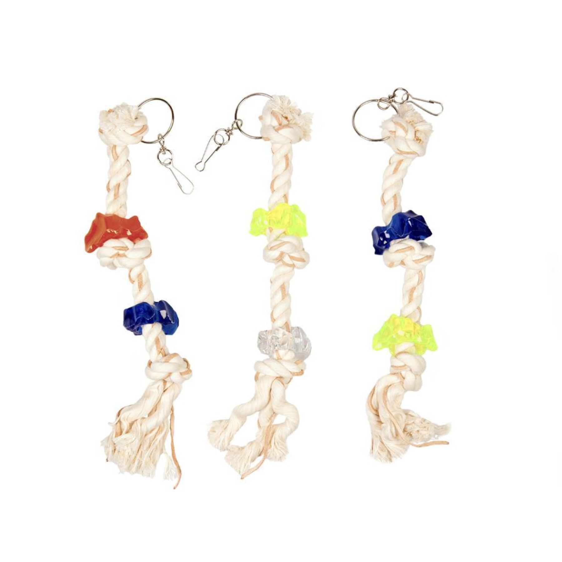 Vogelspielzeug aus Seil mit 3 Knoten und Acryl Duvoplus